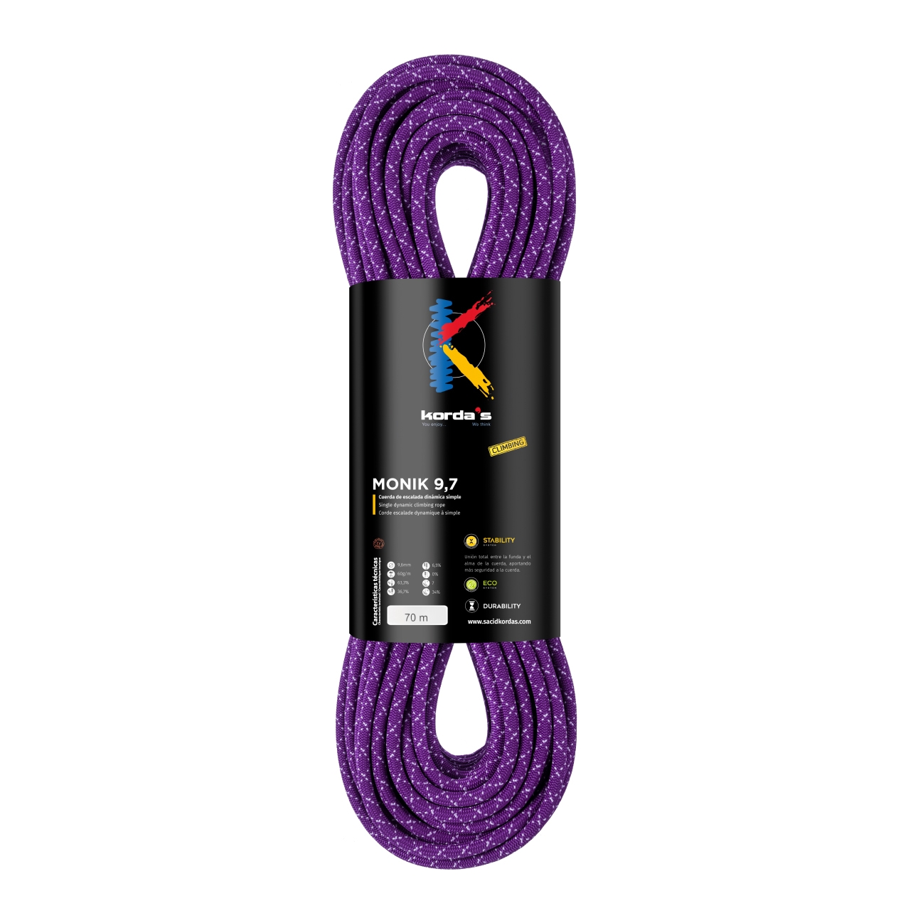 Cuerda dinámica para escalada Monik 9,7